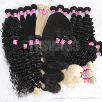 Yeswig Wholesale Hair Products For Black Women Cuticle Aligned  Malaysian Bundles Double Weft Hair Human Virgin Donor Extension